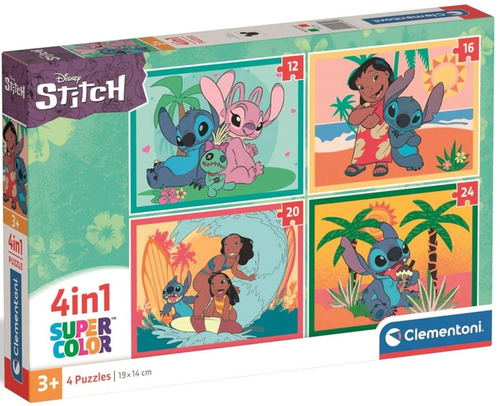 Пазл Clementoni Super Kolor Disney Stitch 4 в 1 (8005125217458) - зображення 1
