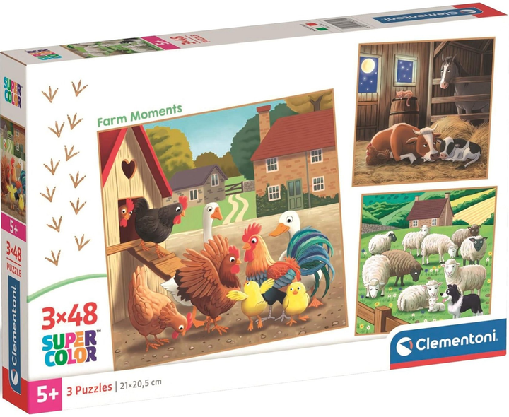 Puzzle Clementoni Super Kolor Farm Moments 3 x 48 elementów 25791 (8005125257911) - obraz 1