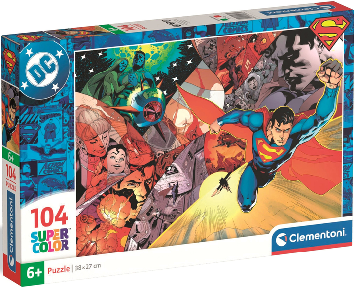 Puzzle Clementoni Super Kolor DC Superman 104 elementy 25074 (8005125250745) - obraz 1