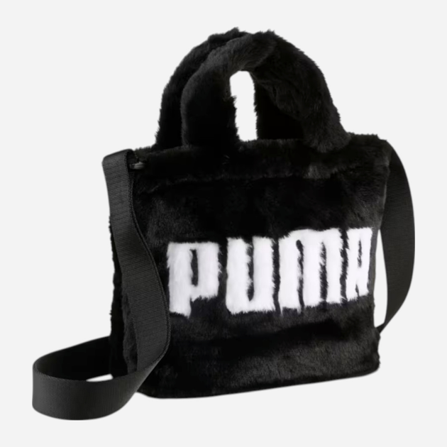 Torebka crossbody damska sportowa materialowa Puma Up Faux Fur Mini Shopper Bag 9171301 Czarna (4069157052146) - obraz 1