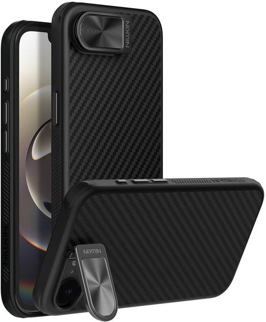 Etui Nillkin CarboProp Magnetic z oslona na aparat i podstawka na Apple iPhone 16e Black (6902048297111) - obraz 2