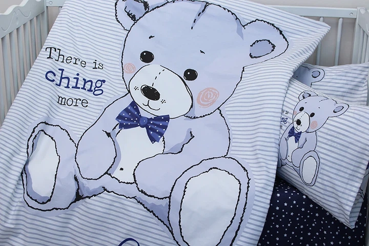 Комлпект постільної білизни у ліжечко Tag Tekstil Teddy blue для немовлят Ведмедик (блакитний) - Фото 3 Комлпект постільної білизни у ліжечко Tag Tekstil Teddy blue для немовлят Ведмедик (блакитний) - зображення 3