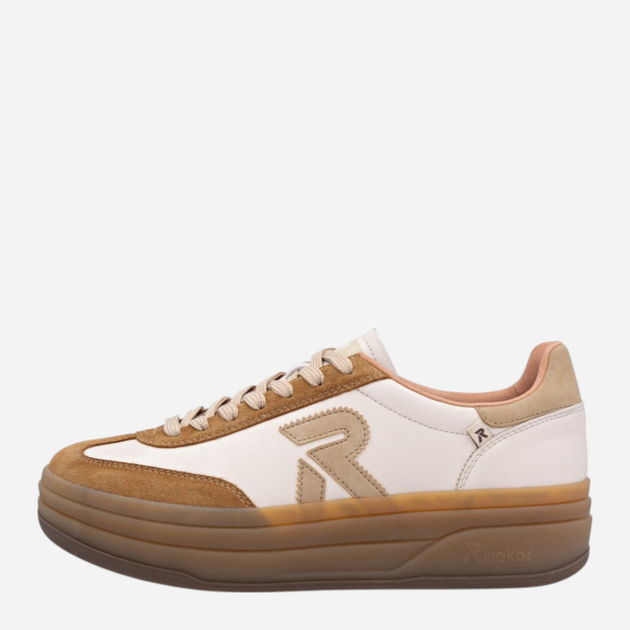 Sneakersy damskie na platformie Rieker W3700-62 41 (7.5UK) Beżowe (4061811595891) - obraz 1