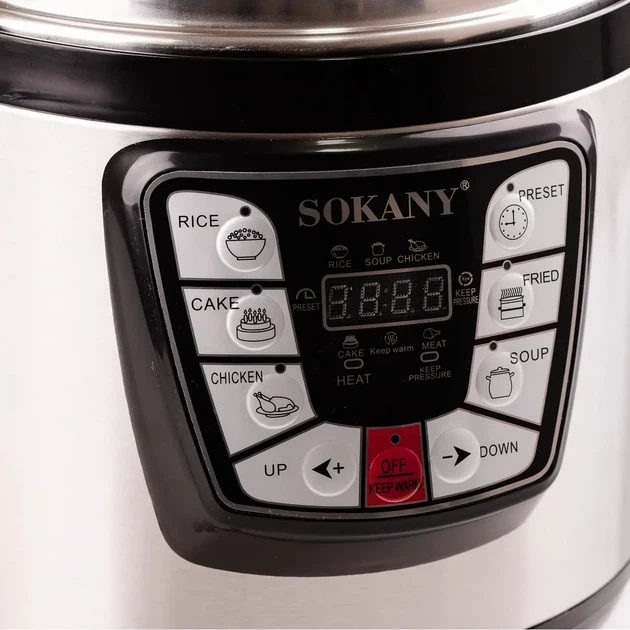 Мультиварка Sokany SK-2401 на 6 литров для приготовления пищи, Многофункциональная кухонная машина с 10 програ - изображение 2
