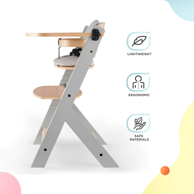 Стільчик для годування Kinderkraft Enock Gray Wood з подушкою (KHENOC0PGRY0000) (5902533917259)  - зображення 5