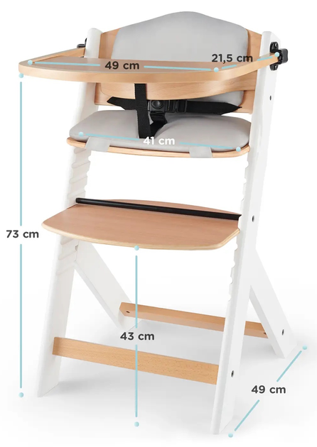 Стільчик для годування KinderKraft Enock White Wood з подушкою (KHENOC0PWHT0000) (5902533917242) - зображення 9