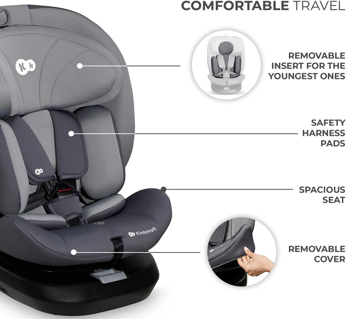 Автокрісло KinderKraft i-Grow i-Size Grey (5902533923663) (KCIGRO00GRY0000) - зображення 13
