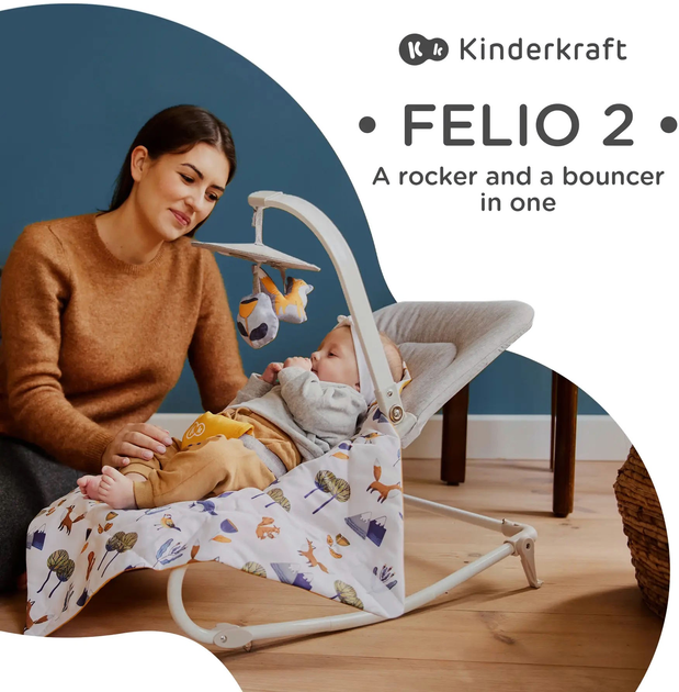 Leżaczek-bujaczek Kinderkraft Felio 2 Stone Grey (KBFELI20GRY0000) (5902533921119) - obraz 8