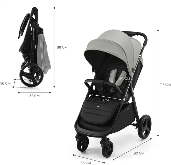 Wózek spacerowy Kinderkraft Rine Moonlight Grey (5902533921720) - obraz 7