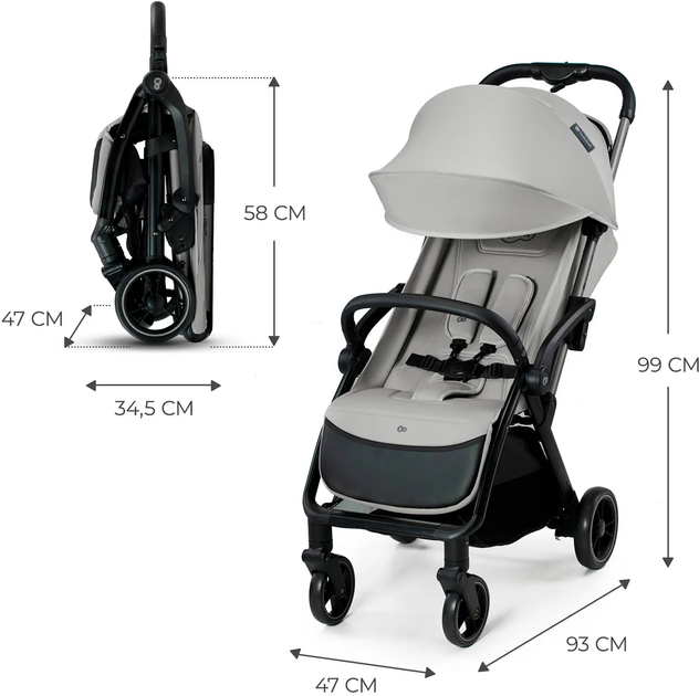 Wózek spacerowy Kinderkraft Apino Dove Grey (5902533924103) - obraz 8