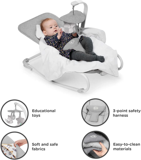 Leżaczek-bujaczek Kinderkraft Felio 2 Stone Grey (KBFELI20GRY0000) (5902533921119) - obraz 5