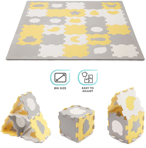 Килимок-пазл Kinderkraft Luno Shapes Yellow 30 елементів (KPLUSH00YEL0000) - зображення 6