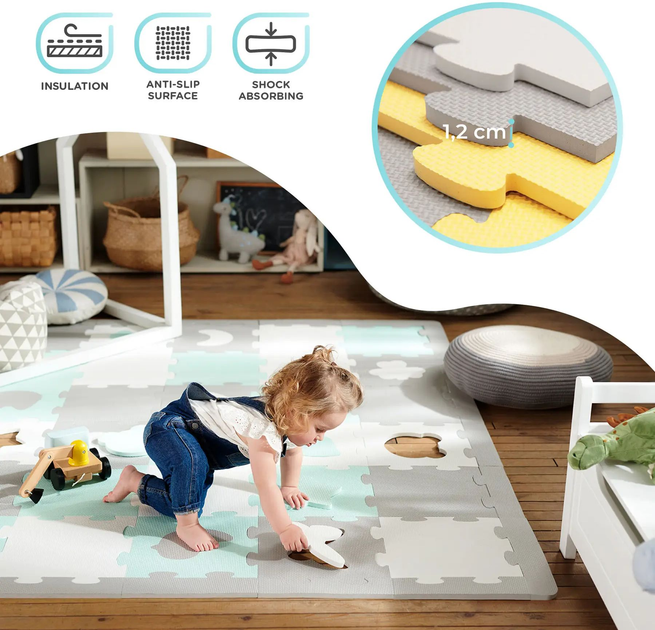 Килимок-пазл Kinderkraft Luno Shapes Yellow 30 елементів (KPLUSH00YEL0000) - зображення 10