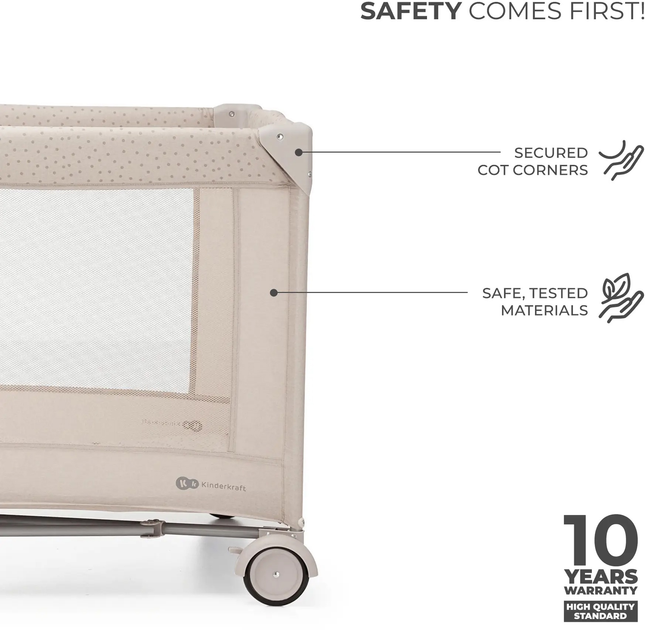 Ліжко-манеж Kinderkraft Joy 2 Beige (KLJOY02BEG00000) - зображення 5