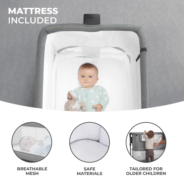 Приставне ліжечко-колиска Kinderkraft Neste Grow Grey Melange (KCNEGR00GRY0000) - зображення 6