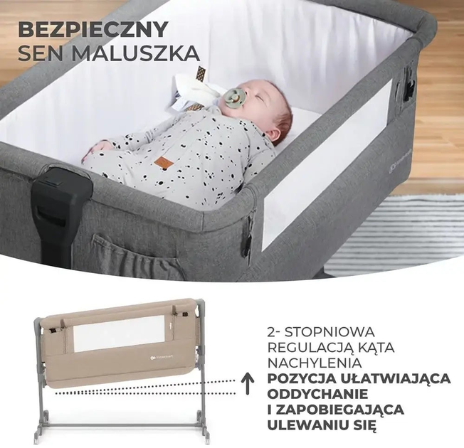 Приставне ліжечко-люлька KinderKraft Neste Grow Light Grey Full Wood (KCNEGR00LGR000W) - зображення 9