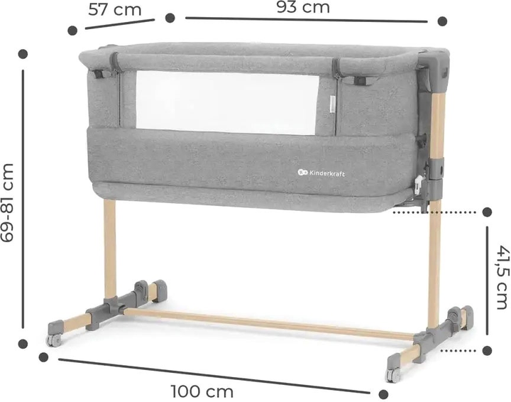Приставне ліжечко-люлька KinderKraft Neste Grow Light Grey Full Wood (KCNEGR00LGR000W) - зображення 10