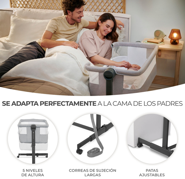 Łóżeczko dostawne Kinderkraft Neste Up 2 Light Grey (KLNEUP02LGR0000) - obraz 7