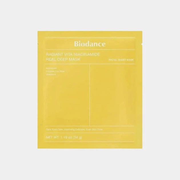Гидрогелевая маска для выравнивания тона кожи лица Biodance Radiant Vita Niacinamide Real Deep Mask, 34 г - Фото 2 Гидрогелевая маска для выравнивания тона кожи лица Biodance Radiant Vita Niacinamide Real Deep Mask, 34 г - изображение 2
