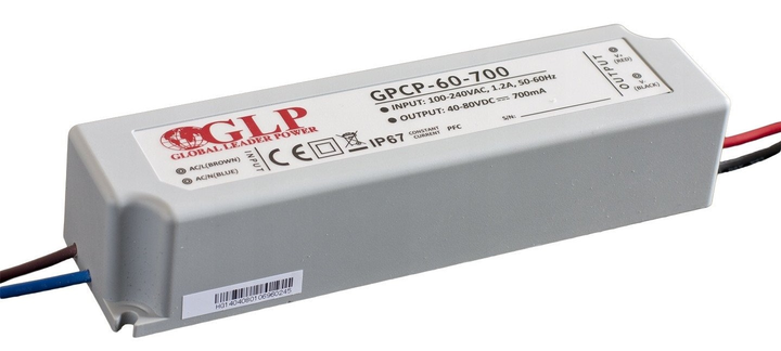 Zasilacz stałoprądowy MW Power 1050mA/30-60V CC PFC IP67 plastic GPCP-60-1050 (5902135160268) - obraz 1