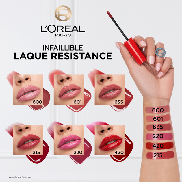 Pomadka do ust L'Oréal Paris Infaillible Laque Resistance 215 Drunk In Rose 4.5 ml (3600524196806) - obraz 3