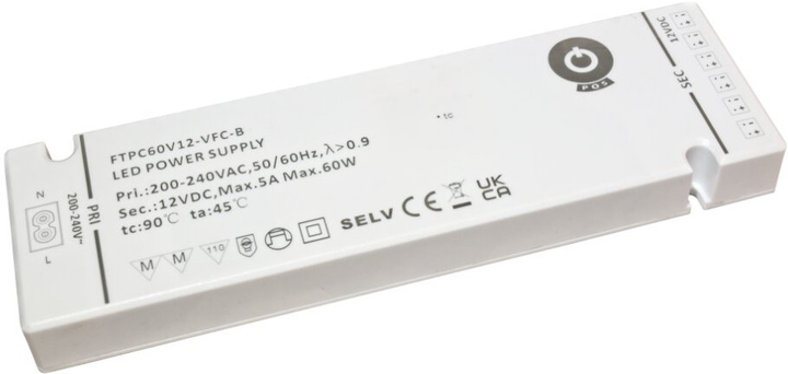 Блок живлення POS LED Driver 24 В, 2.5 A, 60 Вт C8 input socket (FTPC50V24-C2) (5902135152454) - зображення 1