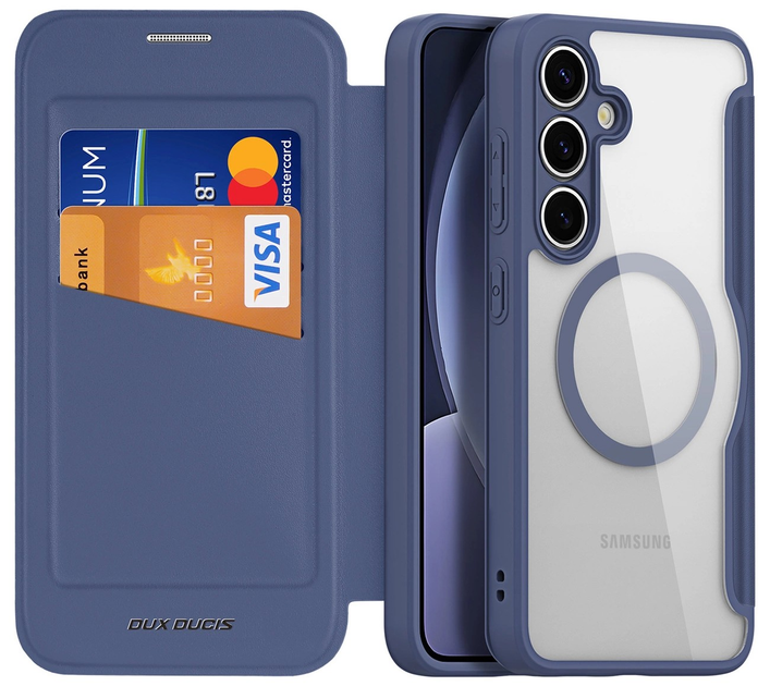 Etui z klapką DUX Ducis Skin X Pro na Samsung Galaxy S25+ z MagSafe i portfelem Blue (6971824160932) - obraz 2