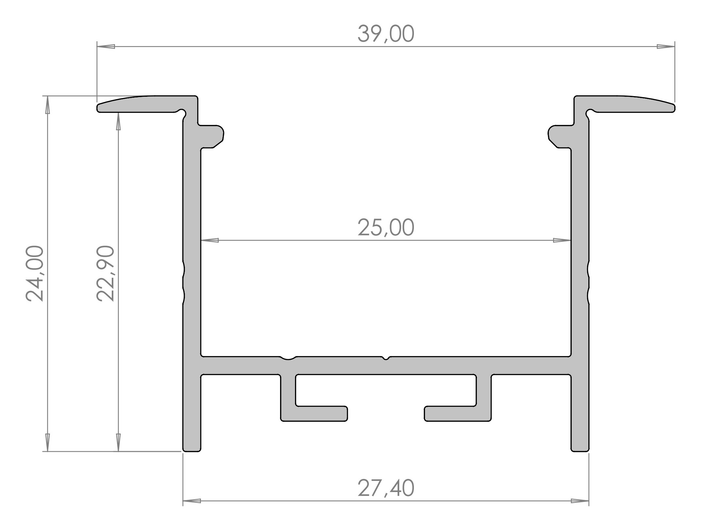 Wpuszczany profil do taśm MPL 24mm ALU anoda srebrny 2-rzędowy do 2010mm GROOVEanoda silver 2-raw 24m AL24-G01-AS-3030 (5902135165676) - obraz 2