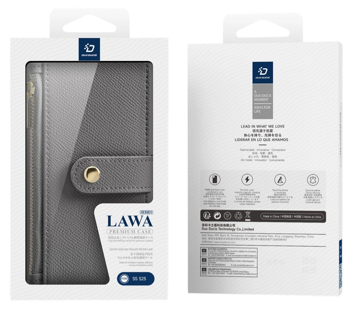 Чохол-книжка DUX Ducis Lawa для Samsung Galaxy S25 зі знімним магнітним гаманцем Grey (6971824162226) - зображення 3