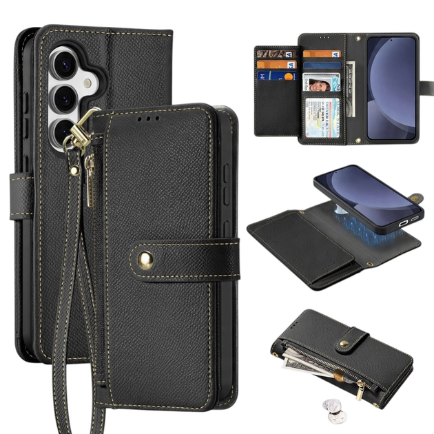 Etui z klapką DUX Ducis Lawa na Samsung Galaxy S25+ z odlaczanym portfelem magnetycznym Black (6971824162240) - obraz 2