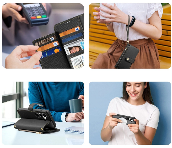 Etui z klapką DUX Ducis Lawa na Samsung Galaxy S25+ z odlaczanym portfelem magnetycznym Black (6971824162240) - obraz 8