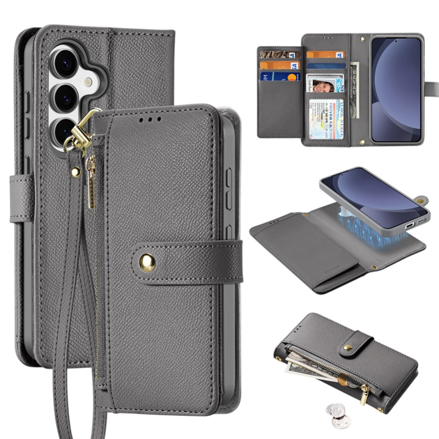 Чохол-книжка DUX Ducis Lawa для Samsung Galaxy S25+ зі знімним магнітним гаманцем Grey (6971824162257) - зображення 3