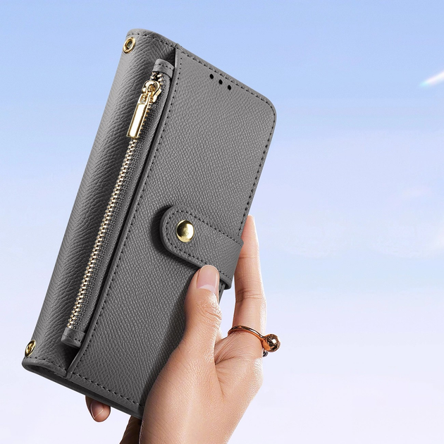 Чохол-книжка DUX Ducis Lawa для Samsung Galaxy S25+ зі знімним магнітним гаманцем Grey (6971824162257) - зображення 5