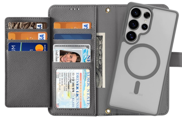 Etui z klapką DUX Ducis Lawa na Samsung Galaxy S25 Ultra z odlaczanym portfelem magnetycznym Grey (6971824162288) - obraz 1