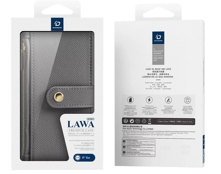 Etui z klapką DUX Ducis Lawa na Apple iPhone 16e z odlaczanym portfelem magnetycznym Grey (6971824158694) - obraz 2