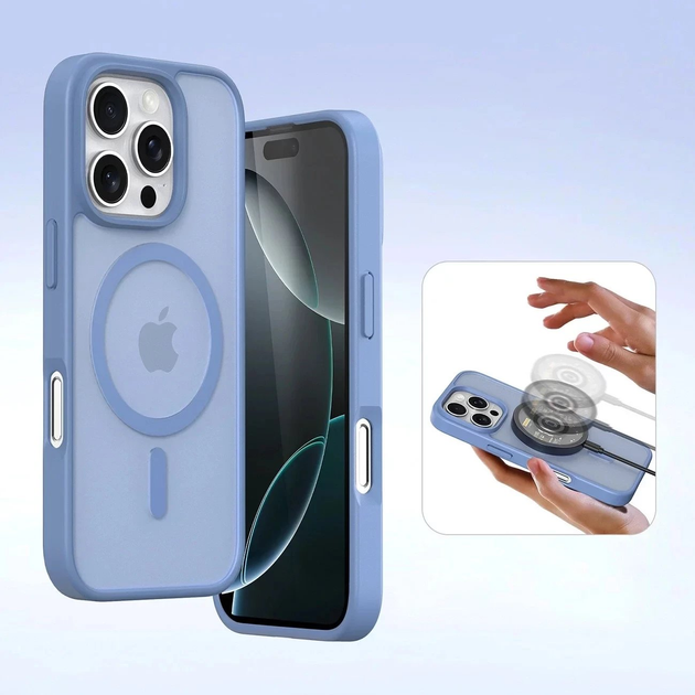 Etui z klapką DUX Ducis Lawa na Apple iPhone 16 Pro z odlaczanym portfelem magnetycznym Light Blue (6934913004982) - obraz 3