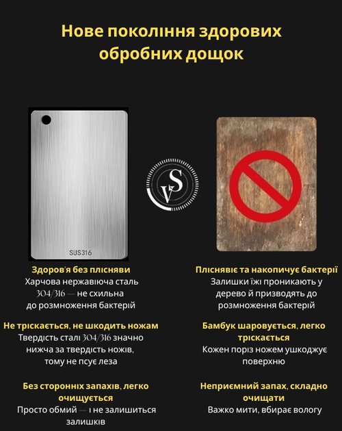 Двостороння кухонна дошка з нержавіючої сталі для м’яса овочів та риби 23×14 см срібляста U9412 - зображення 4