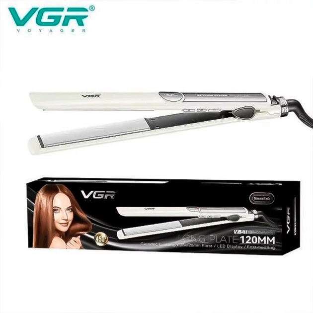 Плойка VGR V-518 WHITE, температура від 100°C до 230°C, керамічне покриття, LED дисплей, 40 Вт - зображення 2