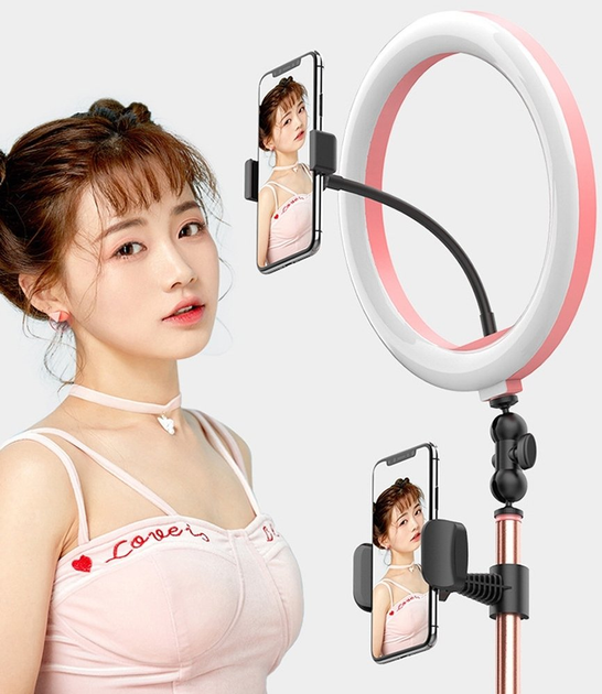 Кільцева лампа Vijim 10" Ring Light With Tripod Stand Rose Pink - Фото 3 Кільцева лампа Vijim 10" Ring Light With Tripod Stand Rose Pink - зображення 3