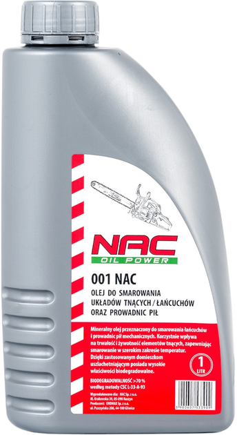 Olej do smarowania prowadnicy i łańcucha Nac SR 1 l - obraz 1