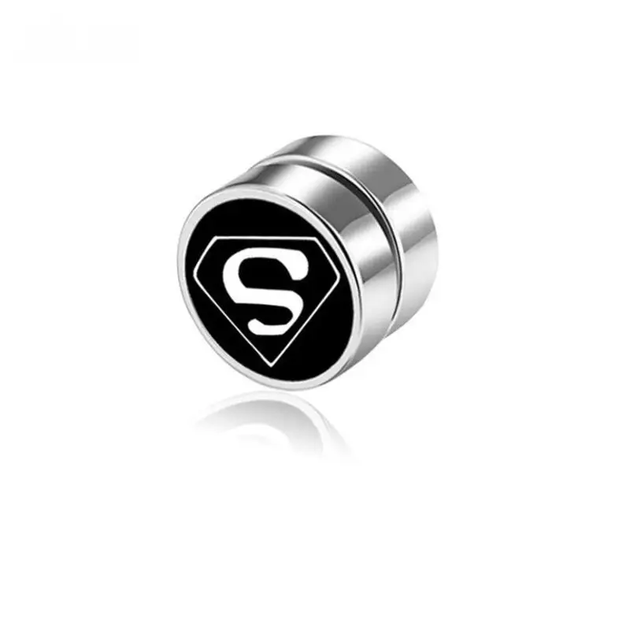Серьга клипс на магните Супермен с рисунком Superman из стали 1шт магнитная клипса без прокола серая - Фото 1 Серьга клипс на магните Супермен с рисунком Superman из стали 1шт магнитная клипса без прокола серая - изображение 1