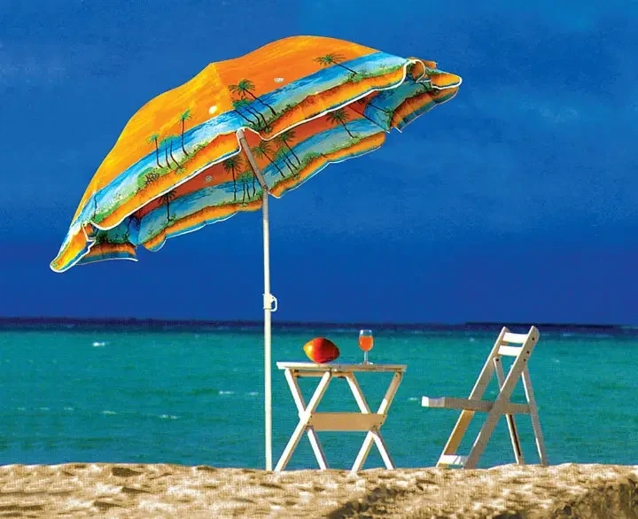 Зонт пляжный усиленный с наклоном Umbrella Best 13 солнцезащитный с креплением спиц для дома дачи пляжа от солнца и дождя 250 см - изображение 2