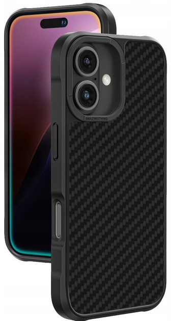Панель AMAZINGthing Titan Max Case з арамідними волокнами 1500D для Apple iPhone 16 Black (4896238000785) - зображення 1