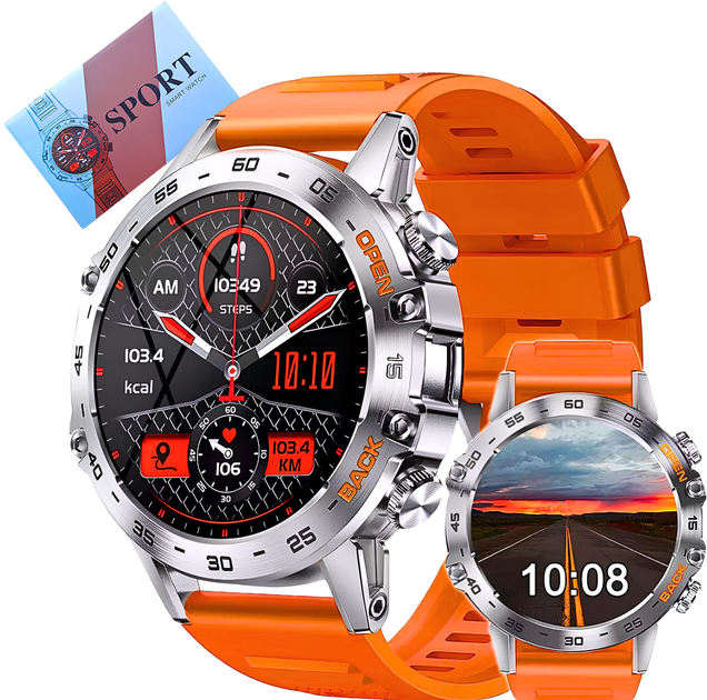 Чоловічі смарт годинники UWatch Canmixs водонепроникні протиударні з круглим циферблатом Помаранчевий - зображення 3