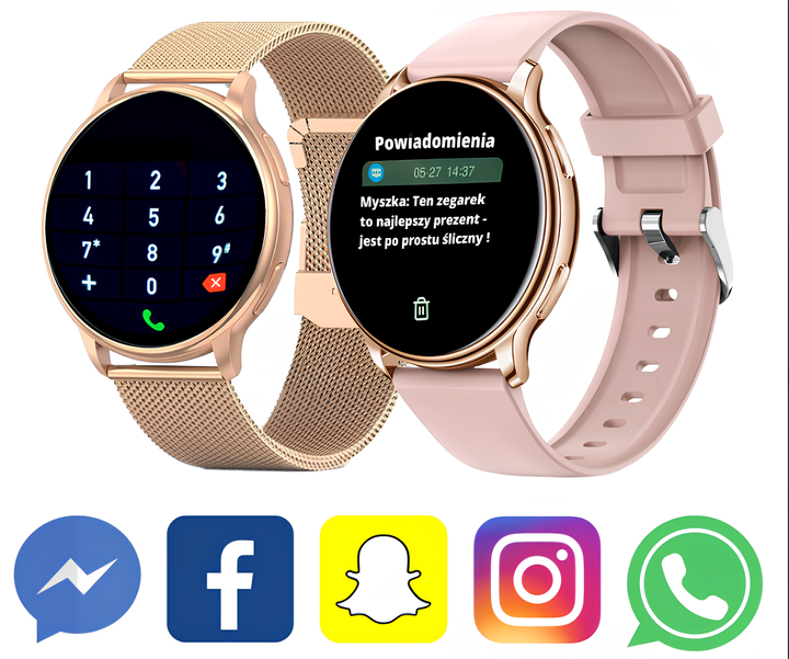 Женские смарт часы UWatch Melisia водонепроницаемые стальные с двумя ремешками Розовый - Фото 4 Женские смарт часы UWatch Melisia водонепроницаемые стальные с двумя ремешками Розовый - зображення 4