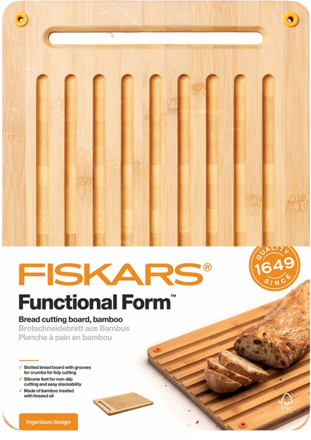 Deska do krojenia Fiskars Functional Form bambusowa 25 x 35 cm (6424002013549) - obraz 3