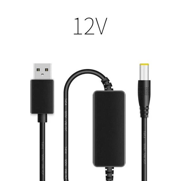 Кабель USB - DC Jack 2,5/2,1мм, стабілізатор/перетворювач підвищує DC-DC 5-12В 0,6А, 1,3 метр - зображення 2