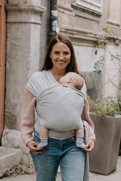 Chusta do noszenia dziecka Boba Wrap Serenity Light Grey (854086005660) - obraz 3