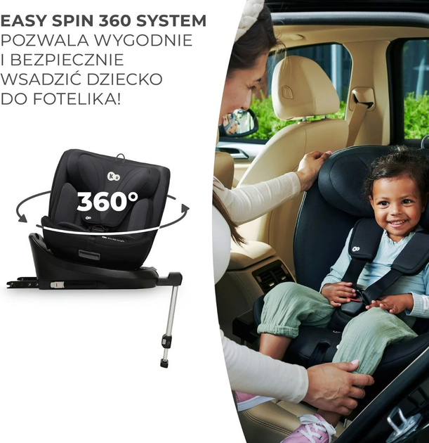 Fotelik samochodowy Kinderkraft I-360 i-Size Black (KCI36000BLK0000) - obraz 8