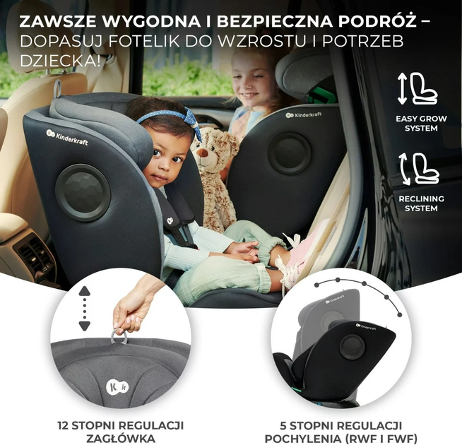 Fotelik samochodowy Kinderkraft I-360 i-Size Black (KCI36000BLK0000) - obraz 13